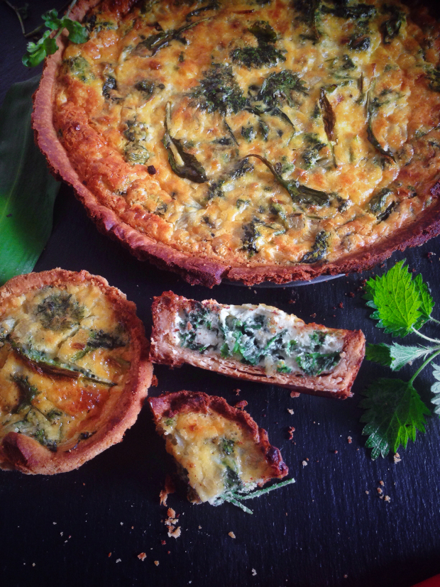 nettle and wild garlic quiche